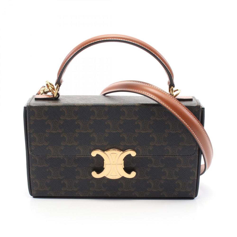 Celine Leather Handbag Triomphe Brown - Picture 2 of 6